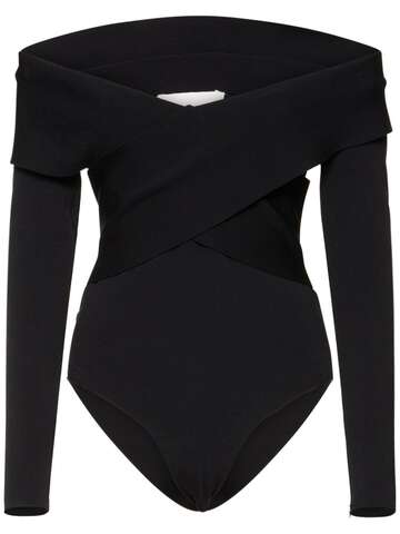roland mouret stretch viscose knit bodysuit in black