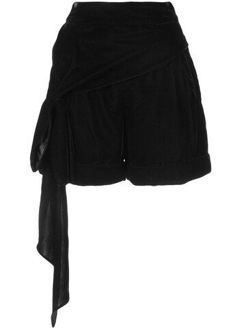 Hellessy bow detail velour shorts in black