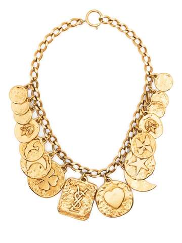 saint laurent pre-owned 1990s charm chain-link necklace - gold