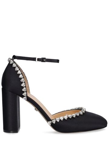 mach & mach 95mm audrey satin heels in black