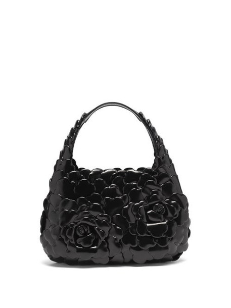 Valentino Garavani - Atelier Petal-effect Leather Shoulder Bag - Womens - Black