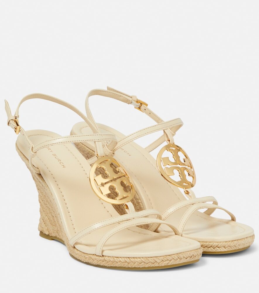 Tory Burch Capri Miller leather espadrille wedge in white - Wheretoget