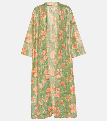 juliet dunn floral cotton lamé kimono