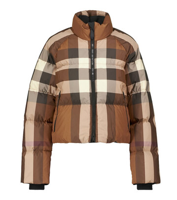 Burberry Checked down cropped jacket in brown