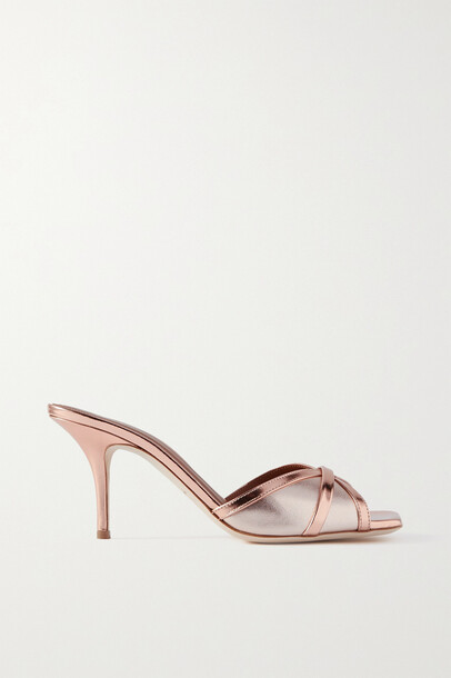 Malone Souliers - Perla 70 Two-tone Metallic Leather Mules - Rose gold
