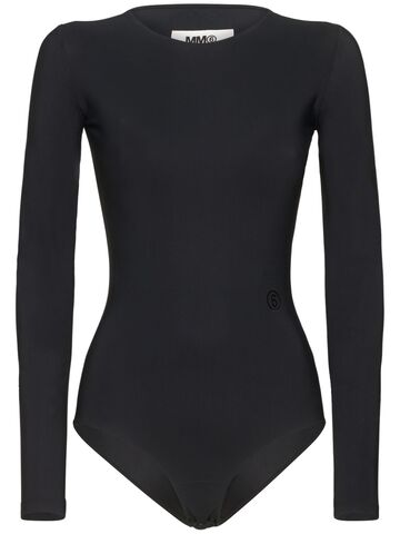 mm6 maison margiela stretch jersey bodysuit in black