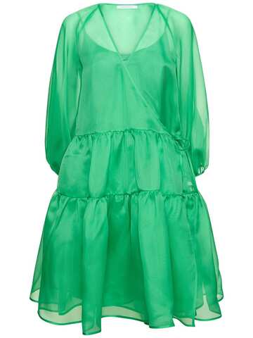cecilie bahnsen mirabelle silk organza mini dress in emerald