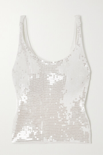 alexander wang - sequined ribbed-knit tank - white