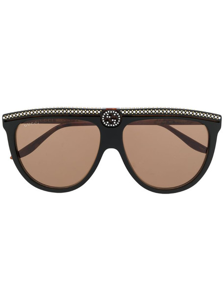 Gucci Eyewear rhinestone aviator sunglasses in black
