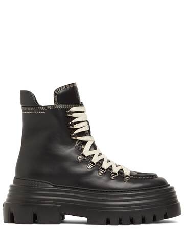 BALLY 90mm Graciella Leather Combat Boots in black