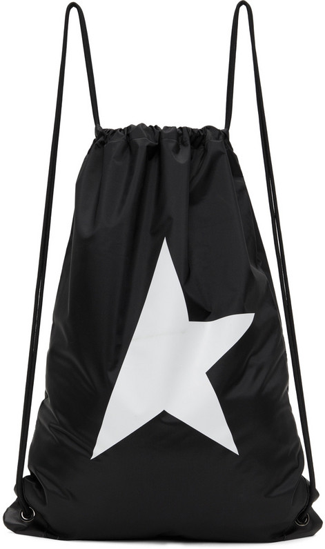 Golden Goose Star Drawstring Bag in black / white