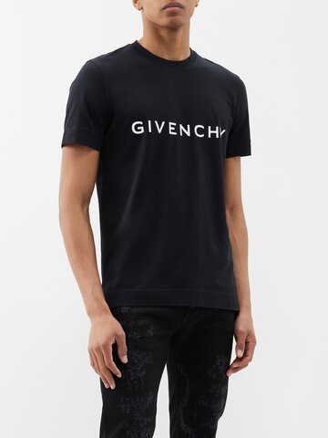 givenchy - logo-print cotton-jersey t-shirt - mens - black