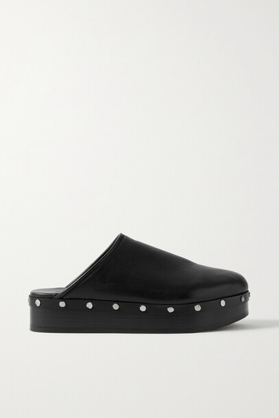 Co - Studded Platform Leather Clogs - Black