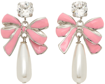 safsafu ssense exclusive silver cadeau single earring in pink / white