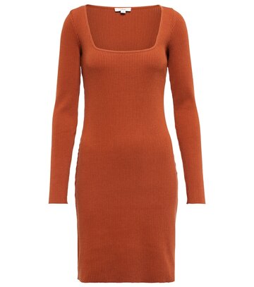 Vince Ribbed-knit minidress in orange