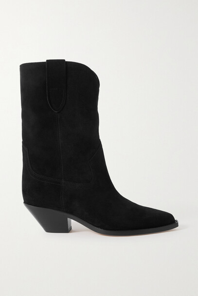 Isabel Marant - Dahope Embroidered Suede Ankle Boots - Black