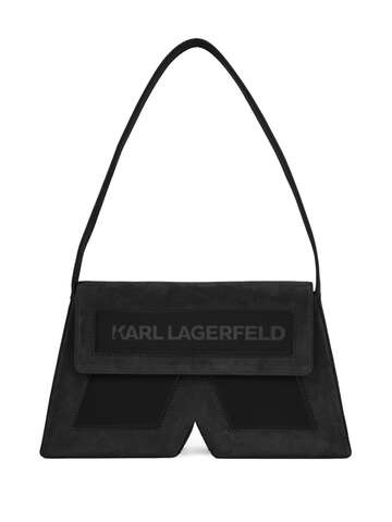karl lagerfeld ikon k leather shoulder bag - black