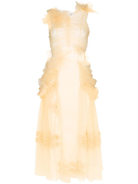 Molly Goddard Wang gathered-tulle midi dress in neutrals