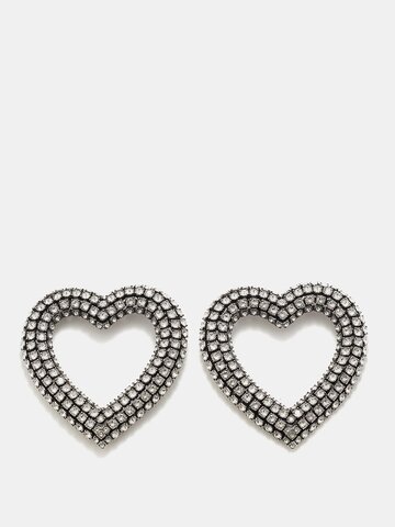 balenciaga - heart crystal-embellished hoop earrings - womens - crystal multi