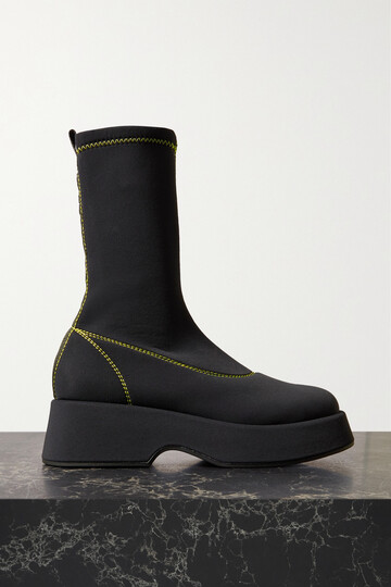 ganni - retro stretch recycled-jersey sock boots - black