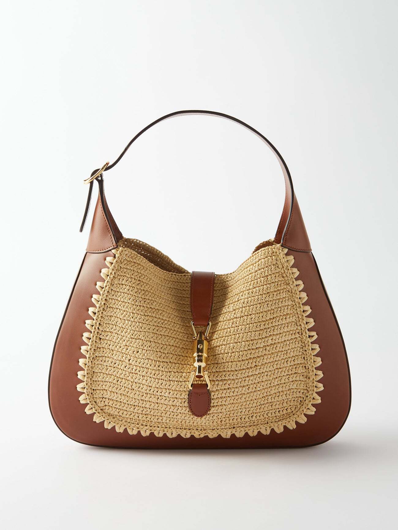 Gucci - Jackie 1961 Leather And Crochet Shoulder Bag - Womens - Brown Beige
