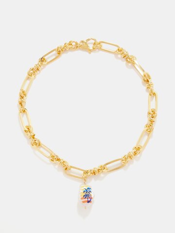 joolz by martha calvo - chasing sunsets pearl & 14kt gold-plated necklace - womens - gold multi