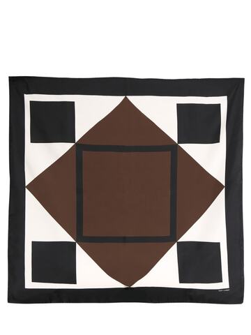 saint laurent arty geometric satin scarf in black / brown