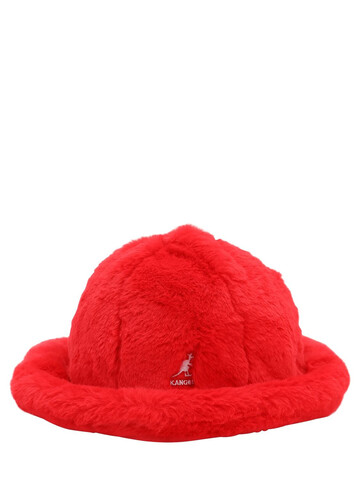KANGOL Leopard Print Faux Fur Hat in red