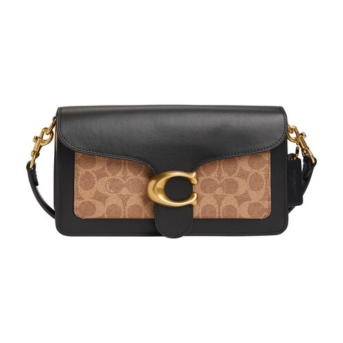 Coach Tabby Shoulder Bag 26 With Signature Canvas in black / tan