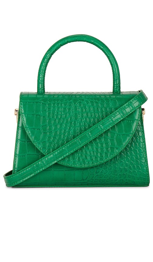 olga berg Nadia Vegan Leather Embossed Top Handle Bag in Green