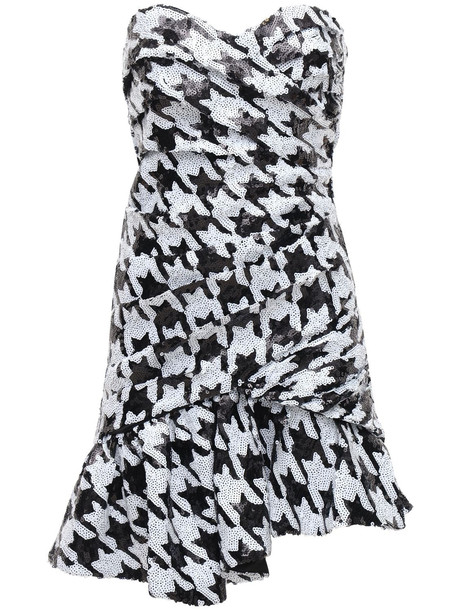 GIUSEPPE DI MORABITO Embroidered Sequins Mini Dress in black / white