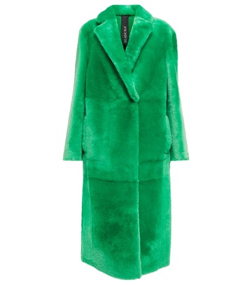 Blancha Reversible fur and leather coat in green