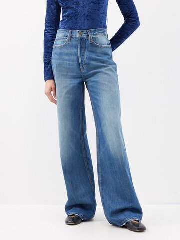 frame - the 1978 recycled-cotton wide-leg jeans - womens - mid blue