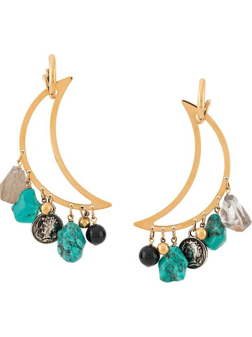 La Doublej Luna pendant earrings in gold