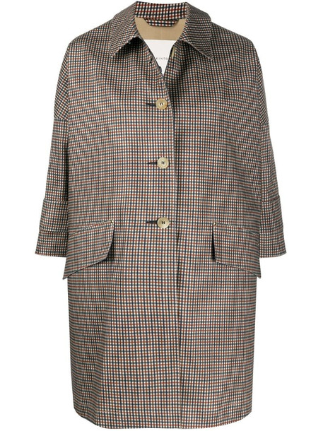Mackintosh checkered buttoned A-line coat in grey