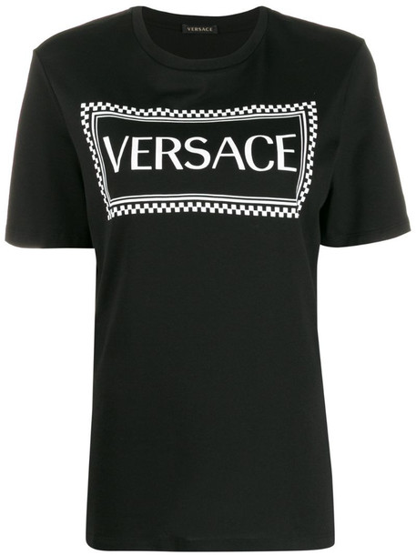 Versace logo print T-shirt in black