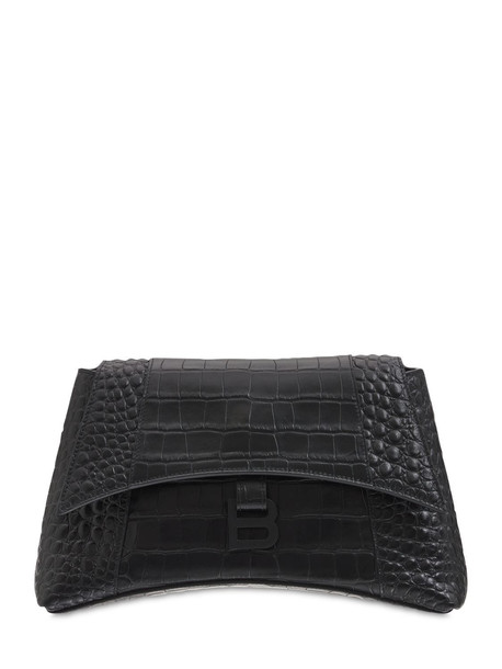 BALENCIAGA Small Soft Hour Leather Shoulder Bag in black