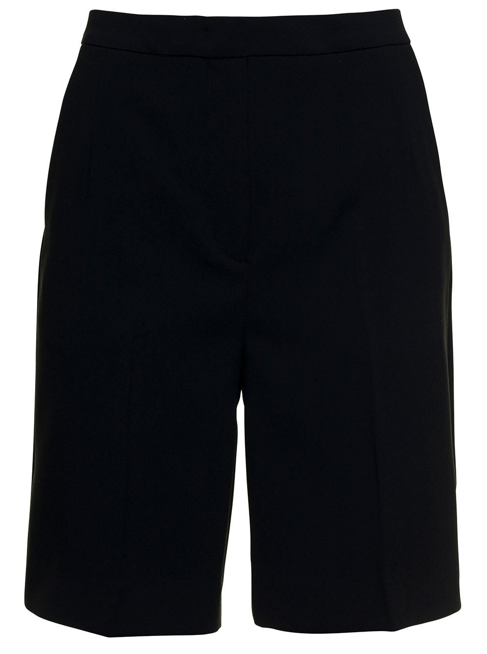 Pinko Black Crepe Bermuda Shorts With Pockets in nero