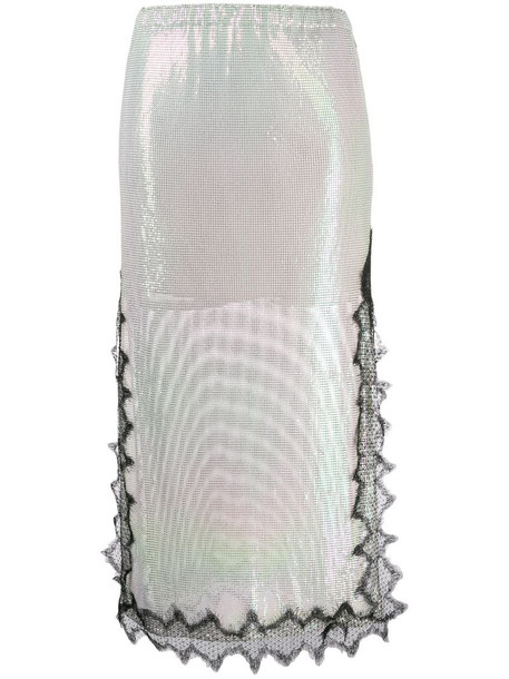 Christopher Kane lace trim midi skirt in metallic