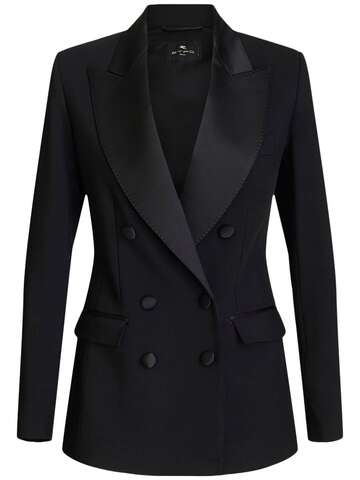 ETRO Double Breasted Crepe Tuxedo Jacket in black