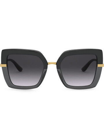 dolce & gabbana eyewear half print oversize-frame sunglasses in black