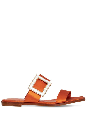 MANOLO BLAHNIK 10mm Tuliaba Satin Slide Sandals in orange