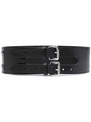 manokhi double-buckle leather belt - black