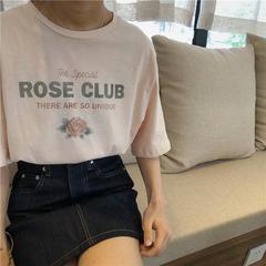 ROSE CLUB CUTE VINTAGE PRINT PINK WHITE SUMMER T-SHIRT