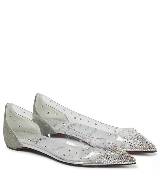 Christian Louboutin Degrastrass embellished ballet flats in silver