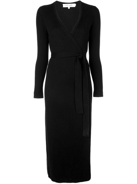 DVF Diane von Furstenberg knitted wrap dress in black