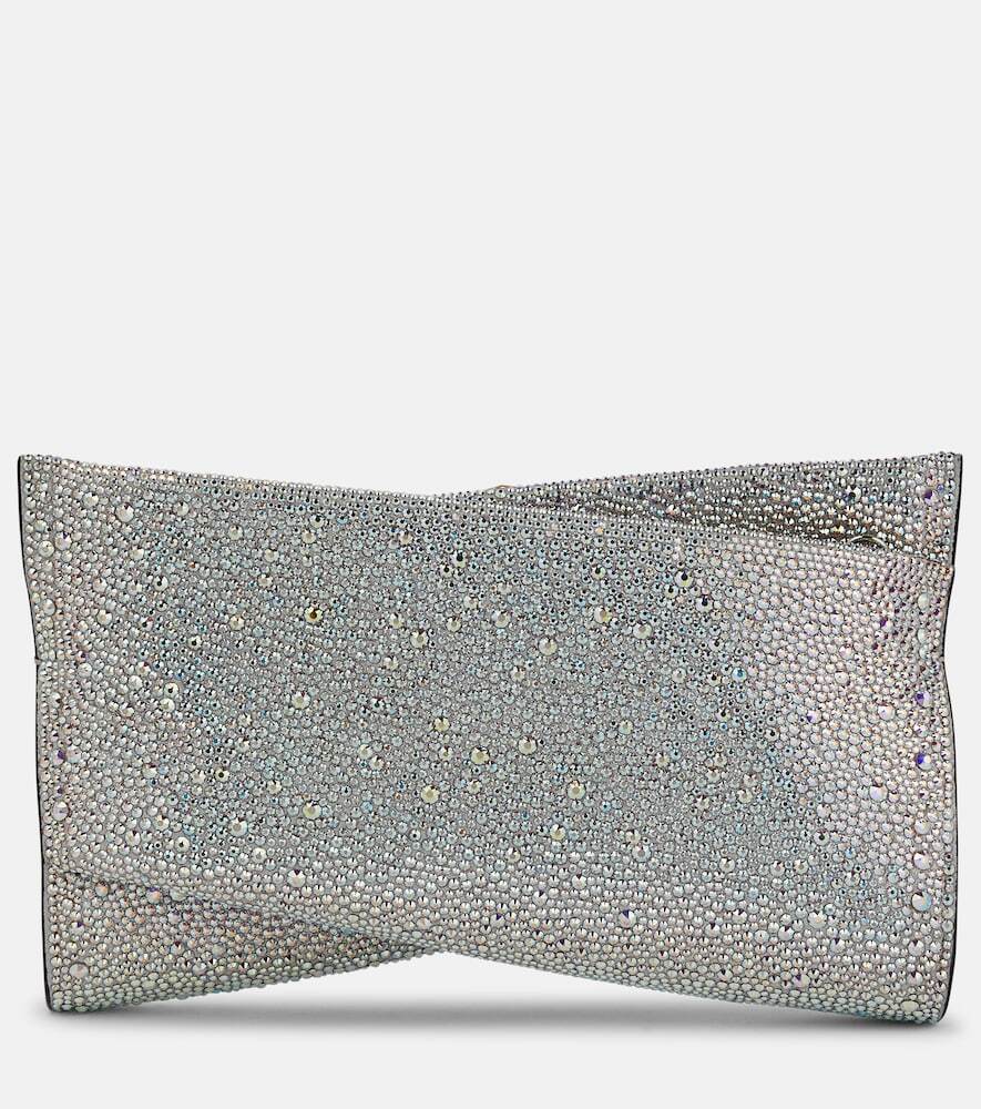 Christian Louboutin Loubitwist Small crystal-embellished suede clutch in purple