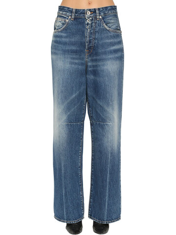 UNRAVEL Wide Leg Cotton Denim Jeans in blue