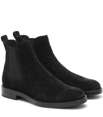tod's suede chelsea boots in black