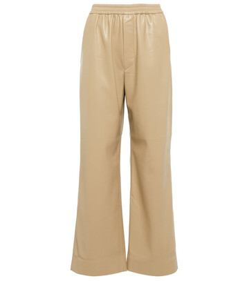 nanushka odessa wide-leg faux leather pants in beige